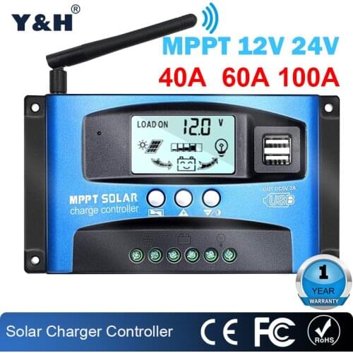 Solar MPPT 100A 60A 50A 40A 30A Charge Controller Dual USB LCD Display 12V 24V Solar Cell Panel Charger Regulator with Load