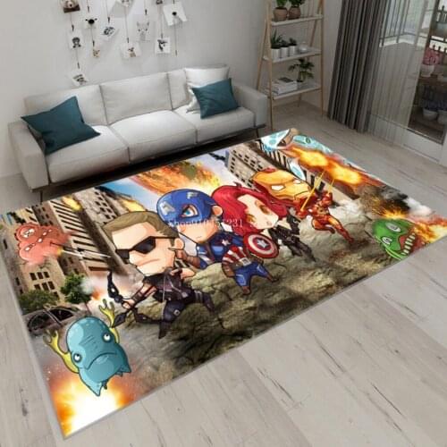 The Avengers Captain America Iron Man Plush Carpet Game Mat Marvel Spiderman Hulk Thor Hero Rug Floor Pad Mats Gifts for Boys