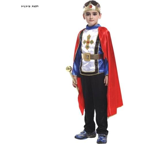 M-XL Boy Halloween king Costumes Kids Children Fairy tale Prince Cosplay Carnival Purim parade Stage show Role Play party dress
