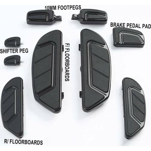 Motorcycle Black Floorboard Foot Board Footrest Shifter Brake Pedal For Harley Touring Road King Electra Glide Street Glide