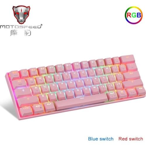 Motospeed CK62 61 Keys RGB Mechanical Keyboard USB Wired BT Dual Mode Gaming Keyboard with OUTEMU Red/Blue Switches for Gamer