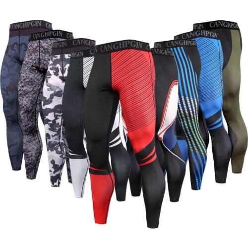 Men Gym Compression Pants Running Tights Sport Leggings Workout Fitness Sweatpants Quick Dry Fit Jogging Training Tight Trousers