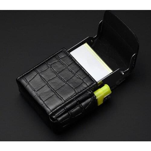 Men Supplies Smoker Smoke Tools Cigarette Box Lighter Holder Cigar Case Name Card Storage Container Nice Gift PU Leather