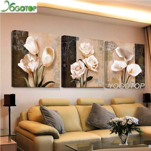 Tulip Flowers Abstract Paintings diamond Painting By Numbers diy diamond embroidery mosaic pattern cross stitch 3 Pieces ML957