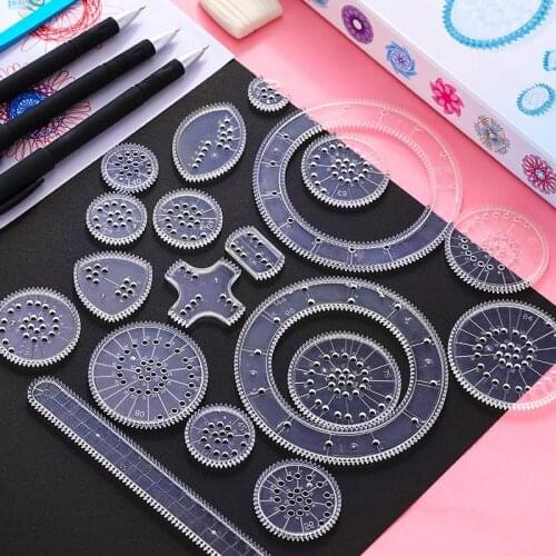 Million Flower Magic Geometry Set Hand Copy Newspaper Template Hollow Rulers School Tools Curve Drawing Rule