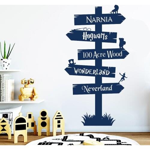 Movie roles Signpost Wall Decal Lion Storybook Signpost Children Wall Sticker Vinyl Kids Room Decor Mural X206