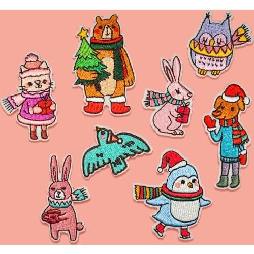 50pcs/Lot Embroidery Patches Letters Clothing Decoration Accessories Christmas Animals Diy Iron Heat Transfer Applique