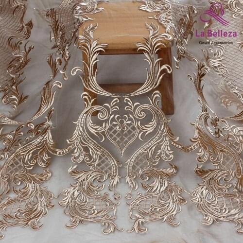 New fashion style off white/ black heavy polyester large pattern embroidery wedding dress lace fabric by yard