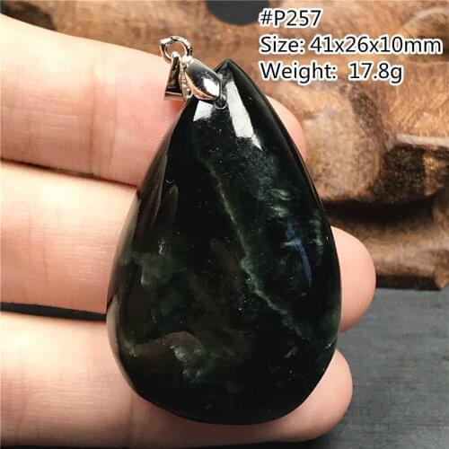 Necklace Pendant Natural Green Seraphinite Stone Jewelry For Women Lady Men Lucky Crystal 41x26x10mm Beads Silver Gemstone AAAAA
