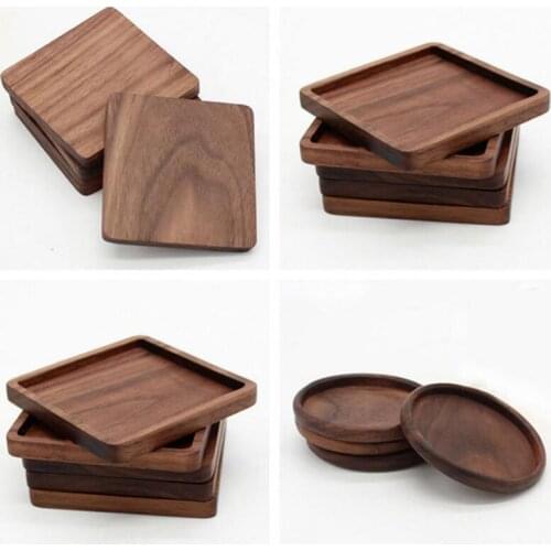 8.8cm Walnut Wood Coasters Cup Coffee Tea Cup Pads Drinking Mats Teapot Drink Coaster LX3211