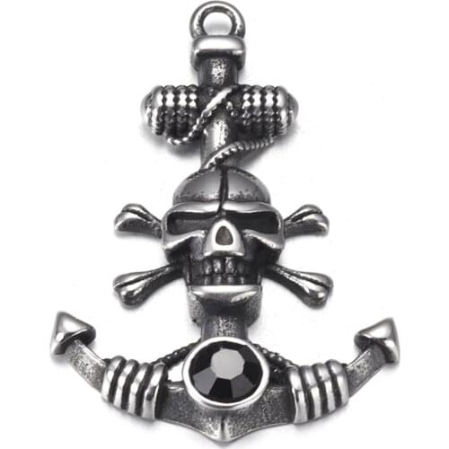 316L Stainless Steel Anchor Pendant Polished Flat Skull Necklace Pendants DIY Accessories Jewelry Making Supplies