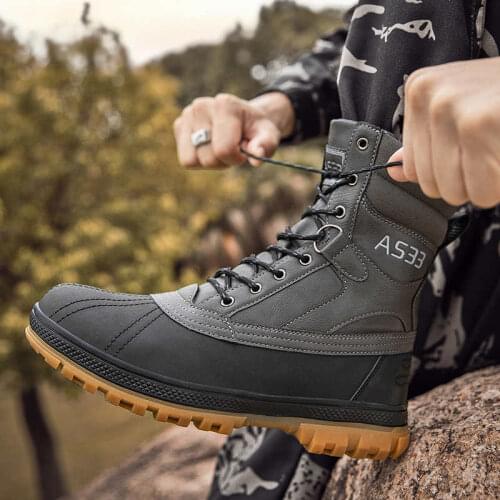 Work Man Boots Thick Bottom Sneakers For Men Quilted Shoes Men Leather Shockproof Military Tactical Espadrilles Tennis Runner