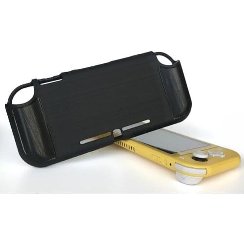 Silicone Shockproof Protective Case for Nintendo Switch Black Anti-fingerprint Carbon Fiber Texture Game Shell for Switch Lite