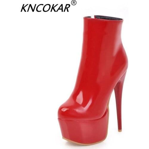 KNCOKAR Spring New Style Fashion Short Tube Round Head High With Sexy Womens Boots Extra Large Size 33-48 Yards