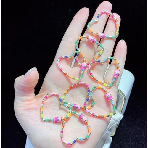 5PCS, Rainbow Color Heart Shaped Enamel Screw Clasp Fashion Jewelry Clasp, Accessories