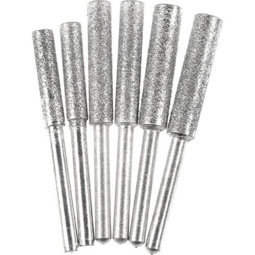 1PC Diamond Coated Cylindrical File Chain Saw Sharpening Carving Mounted Points Bit Grinding Tools Chainsaw Sharpener Stone