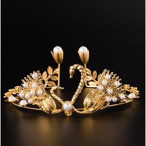 1PC Gold Silver Swan Crown Cake Topper Decoration Decorative Elegant Wedding Cake Princess Birthday Decoratio Party Supplies