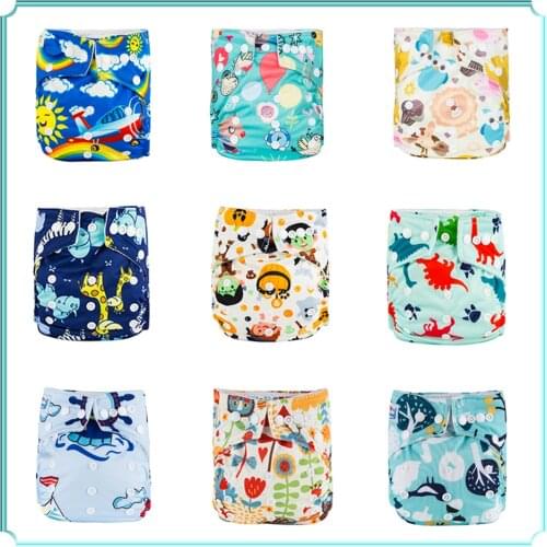 1PC Diaper Nappy +1PC Microfiber Insert Absorbment Liner Waterproof Pocket Cloth Diaper Reusable Nappy Covers Washable Diapers