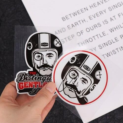 1Pc Fashion Smoking Gentleman Stickers Motorcycle Bike Car Styling Decals for Distinguished Ride Cafe Racer 9cm