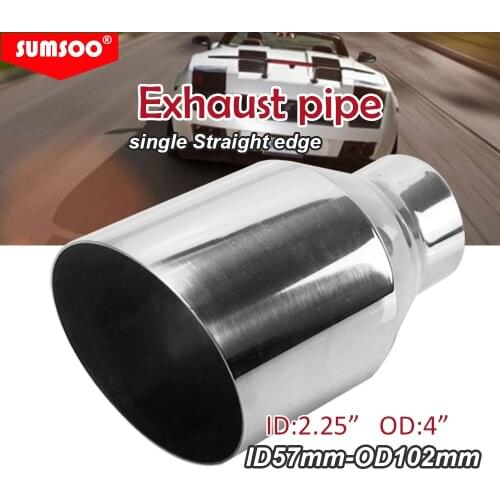 1 piece Stainless Steel Car Exhaust Tip straight edge Slant Inlet60mm-102mm Outlet car pipe