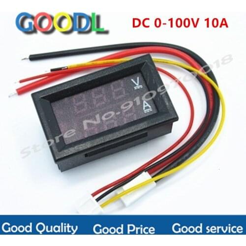 1 Uds DC 0-100V 10A voltímetro Digital amperímetro pantalla doble Detector de voltaje Panel de medición de corriente amperio vol