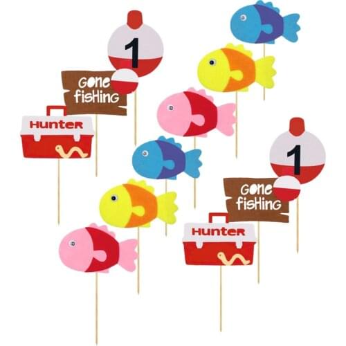 12-Pack Fishing Theme Cupcake Toppers Picks Home Decor Party Supplies Favors