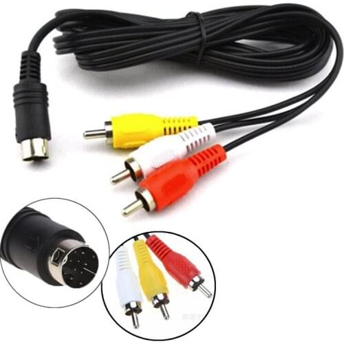 200pcs lost 3RCA 1.8 m 9 pin Audio Video AV Cable Replacement RCA Audio-video Cable 180cm for Sega Genesis 2 or 3