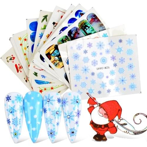 2021 Winter New Arrival Christmas New Year Nail Art Water Transfer Sticker Decor Slider Decal DIY Manicure Tool