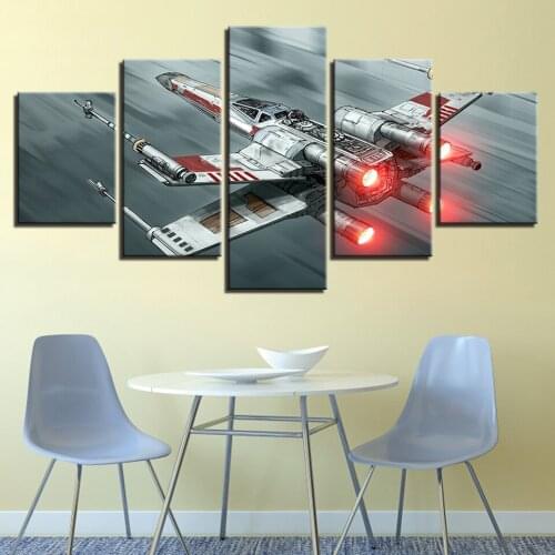 5 Pieces Future Outer Space Fighter Painting Modular Canvas HD Print Poster Living Room Home Decor Wall Art Pictures No Frame