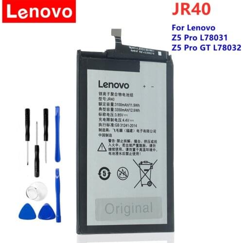 Lenovo JR40 Original Battery For Z5 Pro L78031 Lenovo Z5 Pro GT L78032 Battery JR40 3350mAh Mobile Phone Batteries + Gift Tools