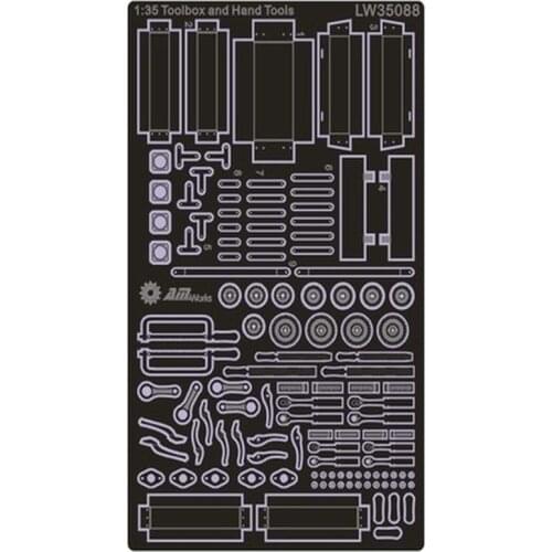AM-WORKS LW35088 1:35 Scale Mechanics Toolbox & Tools Connectionless PE - Upgrade Detail Set