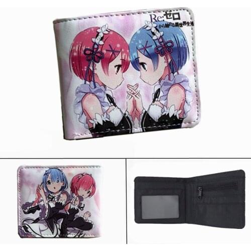 Anime Re:Life in a different world from zero Wallet PU Short Bifold Photo Card Holder Layers Women Coin Pocket Cartoon Purses
