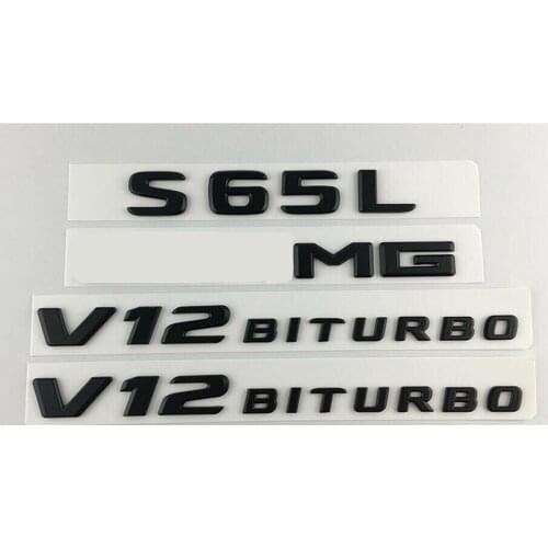 Black S65L for V12 BITURBO Trunk Fender Letters Badges Emblems