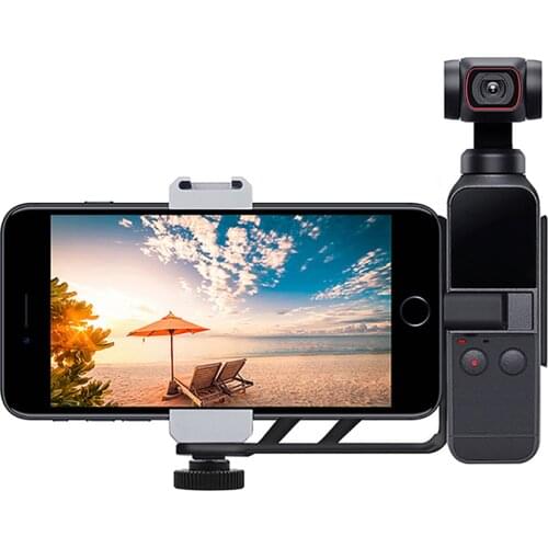 Phone Clip Holder Support Tripod With Cold Shoe 1/4 Inch Screws for DJI Pocket 2 Handheld Gimbal Camera Fixed Mounting Bracket