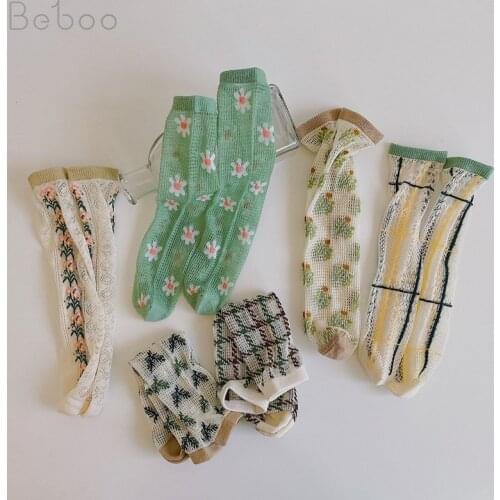Korean Style Children Socks Summer New Mesh Crystal Thin Breathable Baby Girls Socks Fashion Cute Soft Cotton Toddlers Socks