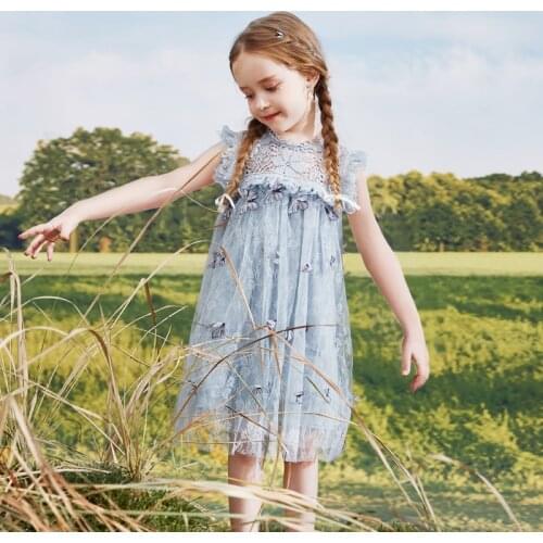 Flower Kids Dresses for Girls Summer Girl Baby Caual Wear Dancing In The Flower Field Tulle Embroidery Clothing 4-10 Years