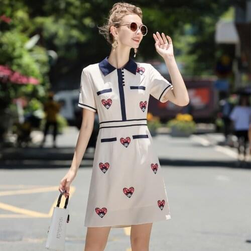 DIDABOLE Summer High Quality New WomenS Fashion Casual Holiday Party Elegant Vintage Short Sleeve Embroidery Patchwork Dress