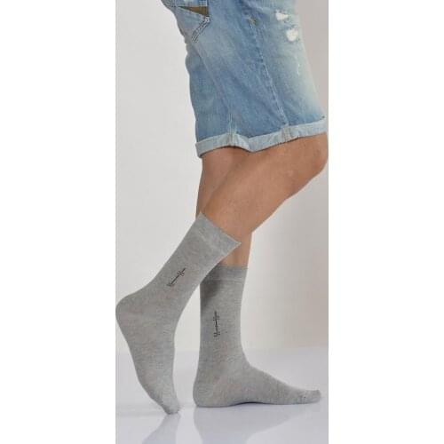 Idilfashion Male Mıkro Motif Socket Stocking-Light Gray-E-ART226 (3'LÜ PACKAGE)