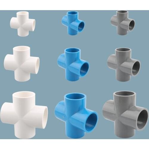 1pc 20/25/32mm/40/50mm PVC Pipe Cross Connector Garden Irrigation System Parts Water Pipe 4 Way Adapter Fish Tank Supplies