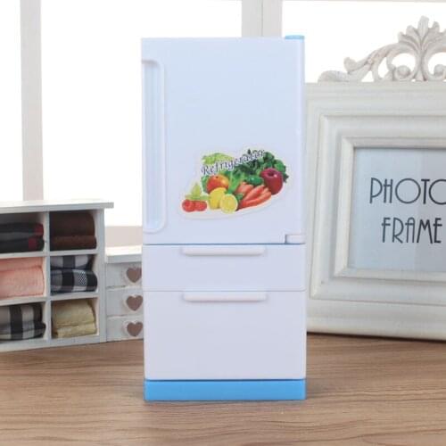 Doll House Furniture Refrigerator Play Set Doll Sweet Fridge Freezer Doll House Accessories Mini Refrigerator Toy Graceful