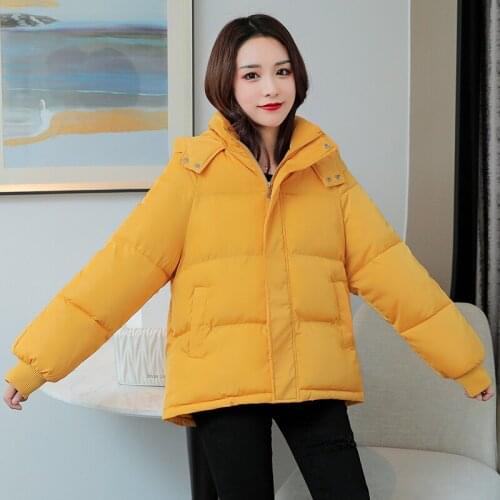 ISENMAL Short Winter Jacket Women Warm Hooded Down Cotton Jacket Parkas Female Casual Loose Outwear Korean Cotton-padded Autumn