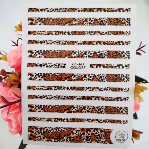 Line Leopard 3D Nail Sticker Tiger Pattern Adhesive Design Art Stickers for Nails Foil Decoraciones Decals Manicure Accessories