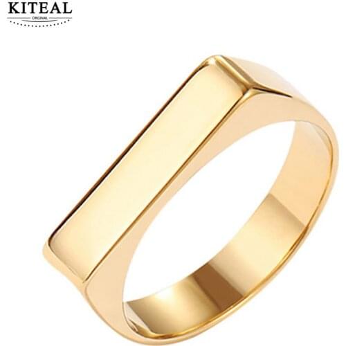 KITEAL Fashion New Brand Design Luxurio Gold Filled size 6 7 8 female wedding ring mini signet ring men Prom Accessories