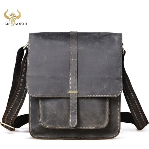 Thick Crazy Horse Leather Fashion Mochila Shoulder Tablet Book Bag Male Designer Messenger Crossbody Satchel Bag For Men 5867