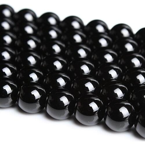 Natural Round Black Onyx Agate Carnelian Gemstone Loose Beads 3 4 5 6 8 10 12 14 16 mm For Necklace Bracelet DIY Jewelry Making