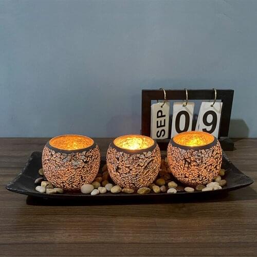 New European style led lamp candle glass suit Candlestick cup diamond decoration decoration craft Yamaxun hot sale