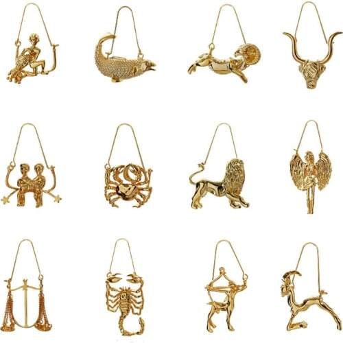 New Design 12 constellations Zodiac Sign bull head lion scorpion Earrings