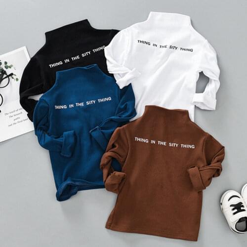 Boys Girls Autumn Shirt Baby Cotton Turleneck Bottoming Shirt Kids Top Childrens Spring And Winter Casual Letter T-shirt