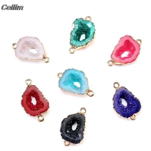 5PCS Irregular Crystal Quartz Connector Pendants Necklace Bracelet Accessories Agates Druzy Connector Charm Jewelry Making