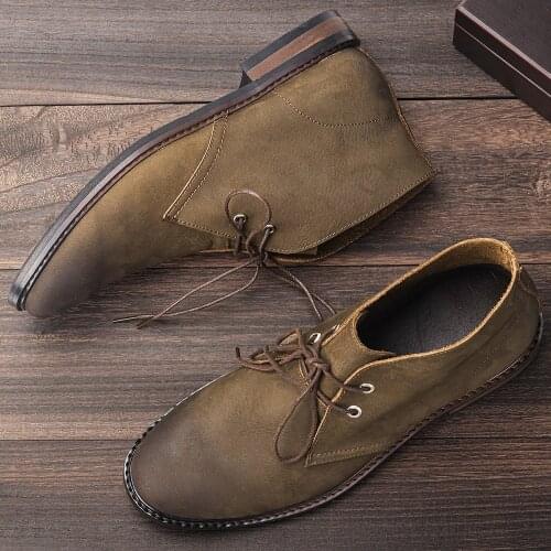 Size 7~12 Men Ankle boots Genuine Leather Desert boots Comfortable Brand Fashion walking boots for men #KD584